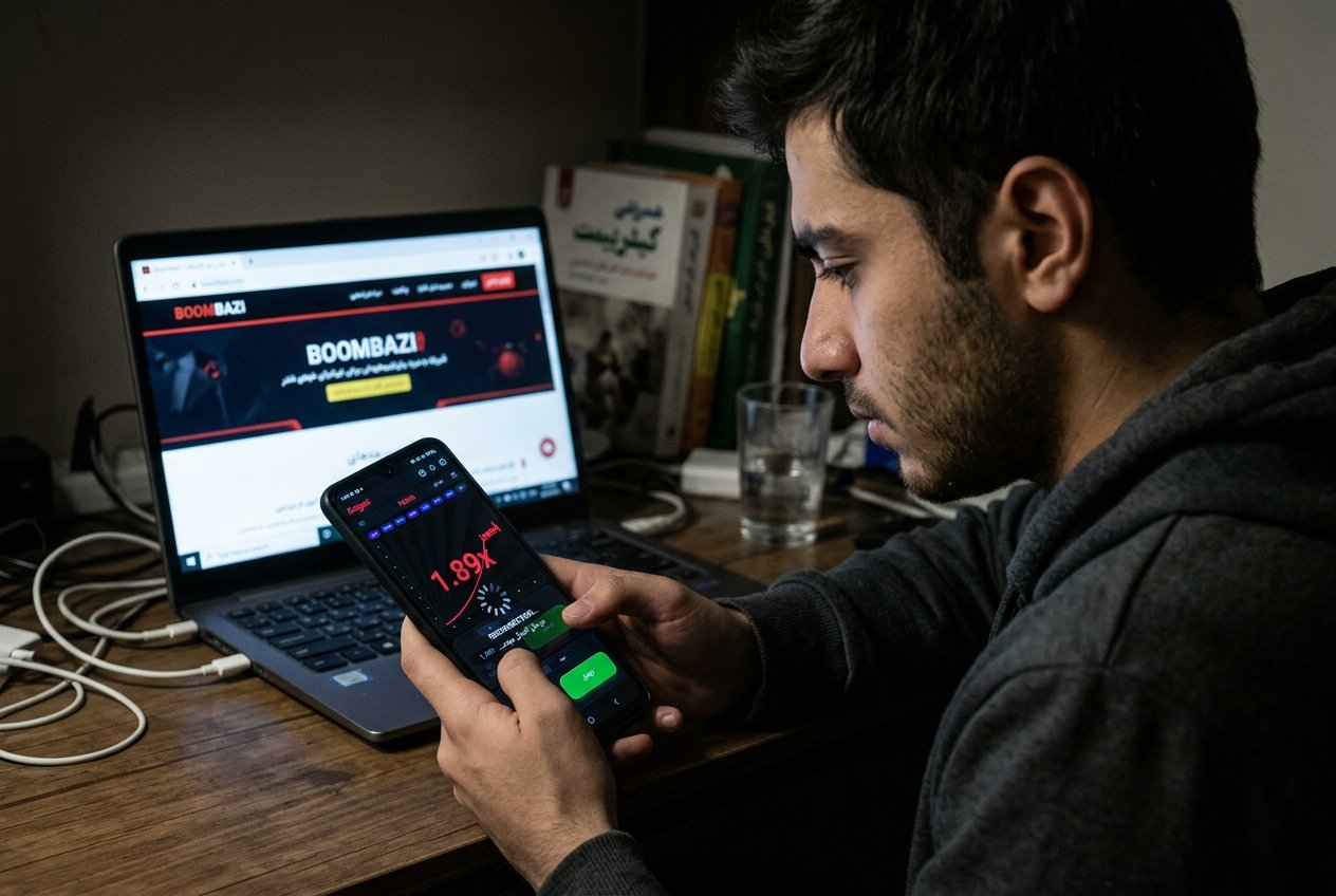 تصویر کاربر ایرانی در حال بازی انفجار با مشکل تأخیر اتصال اینترنت و برداشت خودکار
