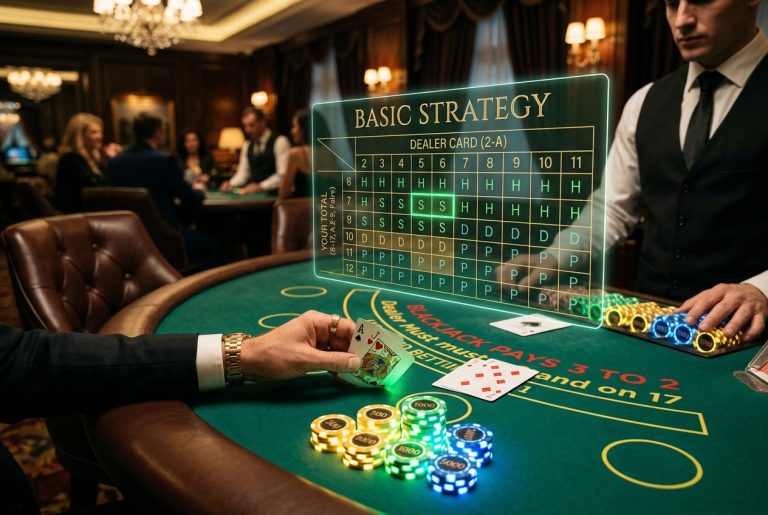 جدول استراتژی پایه بلکجک (Basic Strategy Chart) - آموزش هیت، استند، دابل و اسپلیت