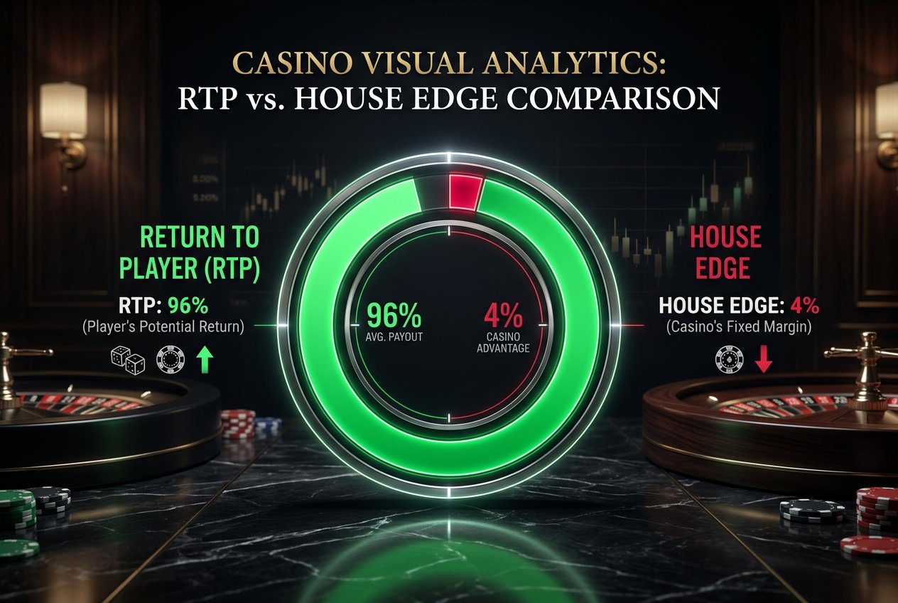 مقایسه ریاضی نرخ بازگشت به بازیکن (RTP) و حاشیه سود کازینو (House Edge) در اسلات
