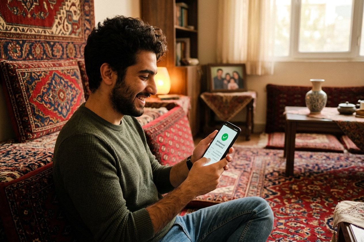 پیام موفقیت آمیز اولین برداشت سود از بازی انفجار روی گوشی موبایل