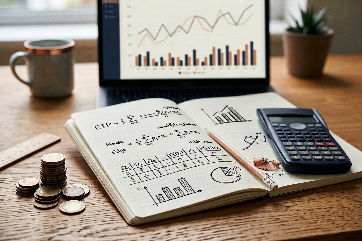 ماشین‌حساب و دفتر محاسبات نرخ بازگشت به بازیکن و حاشیه سود کازینو